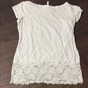4/$20 Suzy Shier White Lace Accent Blouse, size large